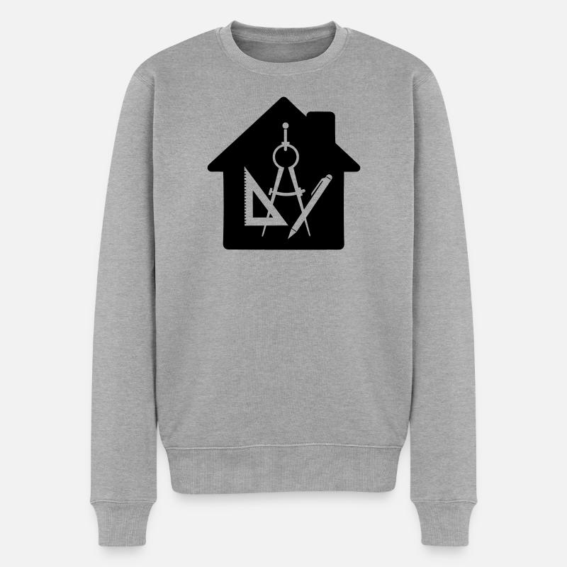 Logo Architekt Haus Zeichnung 2 - Männer Premium Bio Pullover - Grau meliert