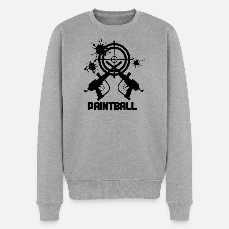 Paintball-Ziel mit zwei Kanonen - Männer Premium Bio Pullover - Grau meliert