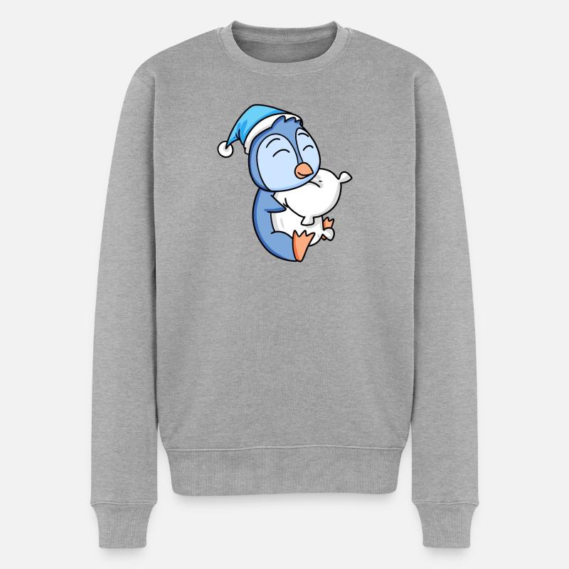 Pinguin Baby - Männer Premium Bio Pullover - Grau meliert
