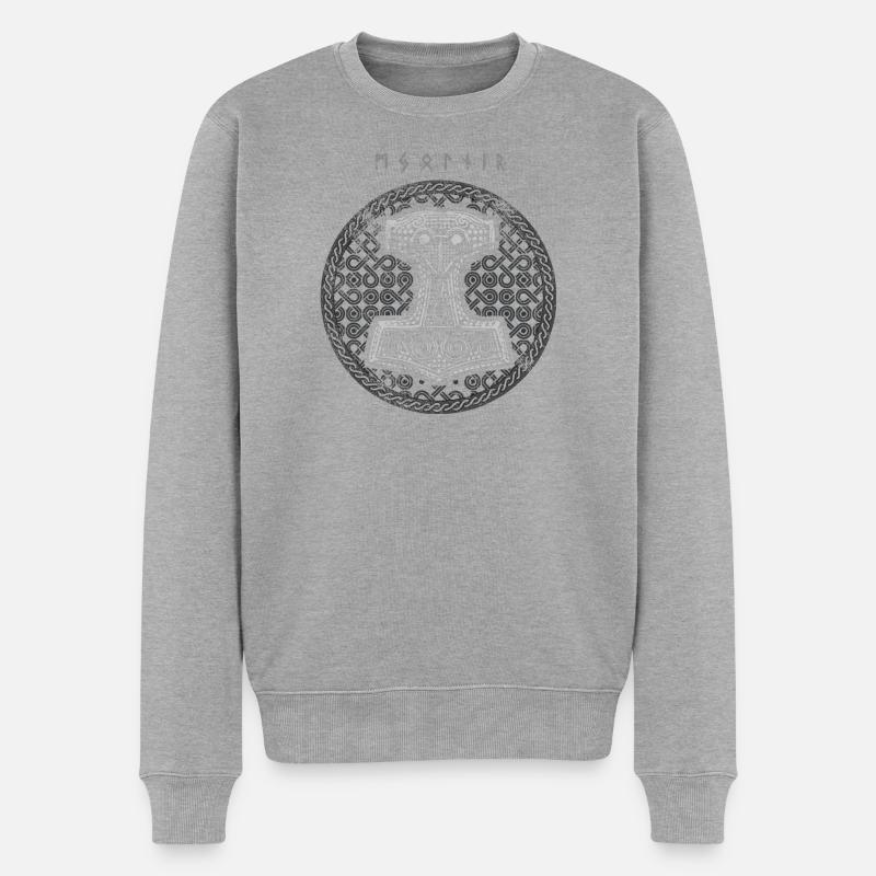 Mjolnir - Männer Premium Bio Pullover - Grau meliert