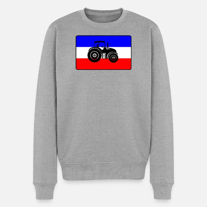 Flaggenbauern protestieren mit Traktor - Männer Premium Bio Pullover - Grau meliert
