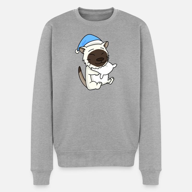 Katze Katzenrasse Birma - Männer Premium Bio Pullover - Grau meliert