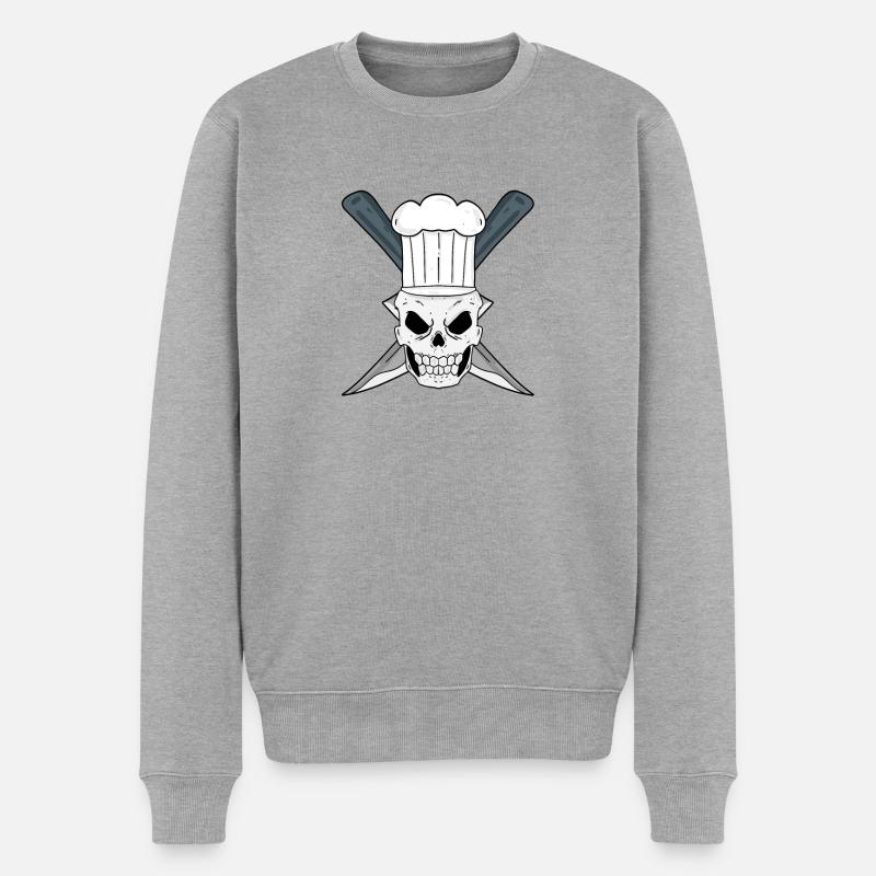 Schädel Koch - Männer Premium Bio Pullover - Grau meliert