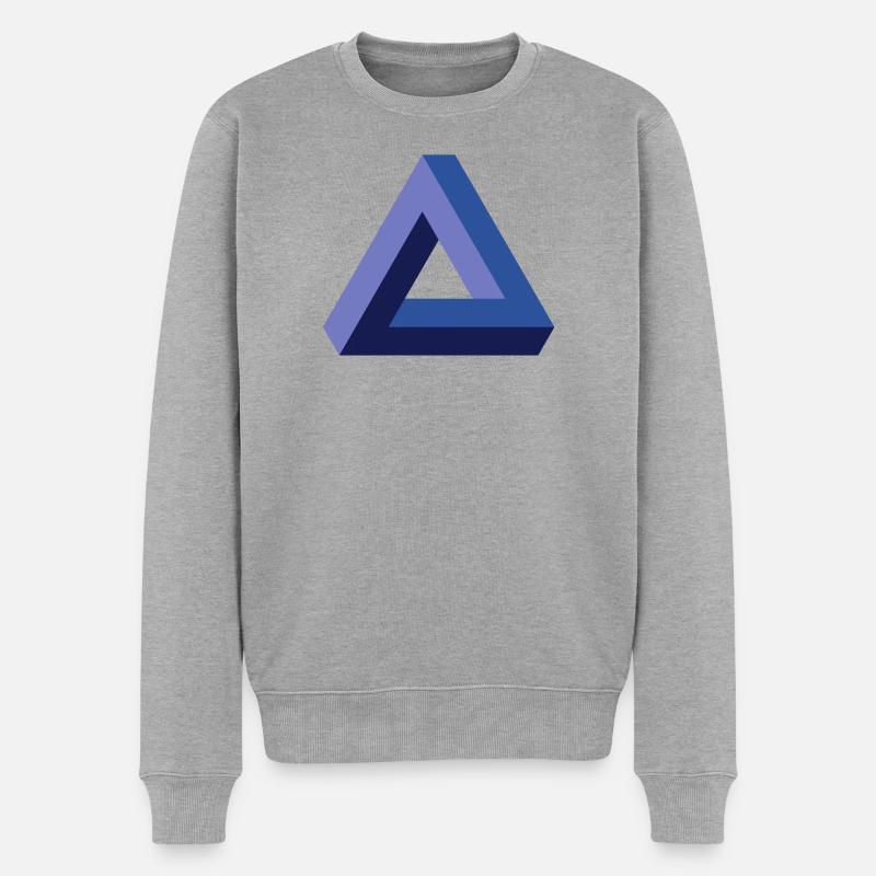 Triangle illusion d'optique - Pull Premium bio Homme - gris chiné