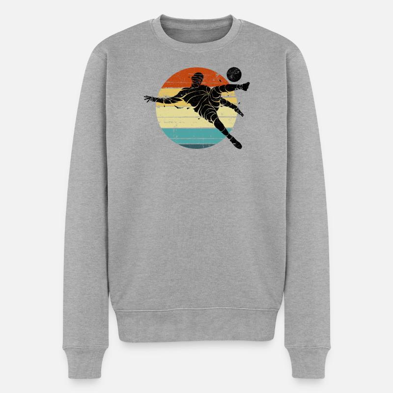 Retro Runner Sonnenuntergang Kreis - Männer Premium Bio Pullover - Grau meliert
