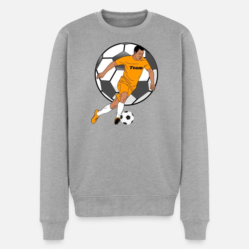 Teamgeist im Orangentrikot - Männer Premium Bio Pullover - Grau meliert
