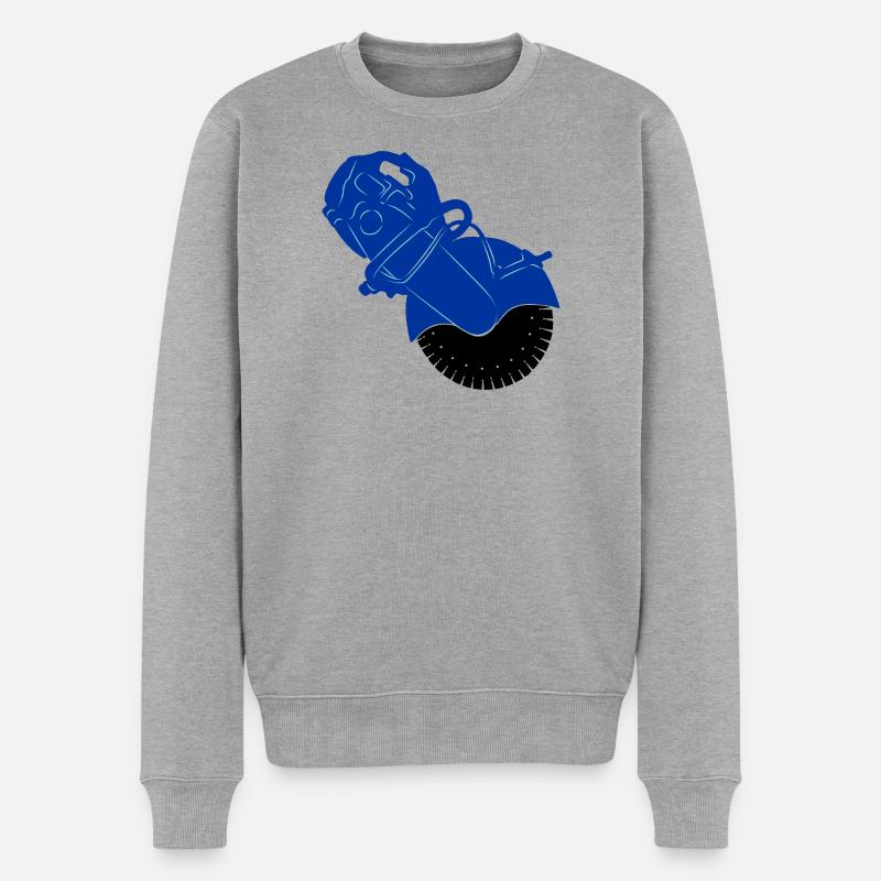 Pflastersteinsäge oder Steinsägemaschine - Männer Premium Bio Pullover - Grau meliert