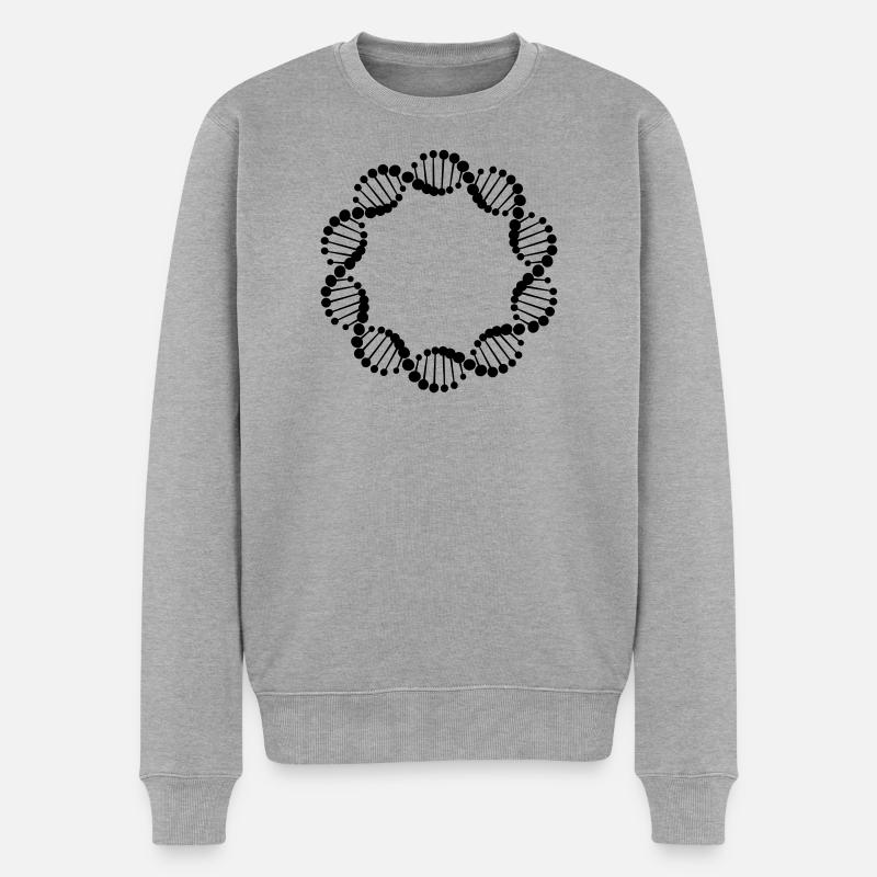 DNA-Strang im Kreis - Männer Premium Bio Pullover - Grau meliert