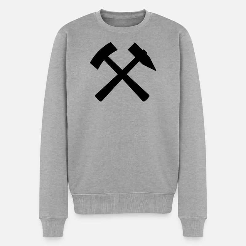 Bergmannszeichen Schlägel Eisen Erzgebirge Zeche - Männer Premium Bio Pullover - Grau meliert