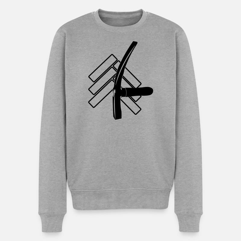 Logo-Pflastersteine und Straßenhammer - Männer Premium Bio Pullover - Grau meliert