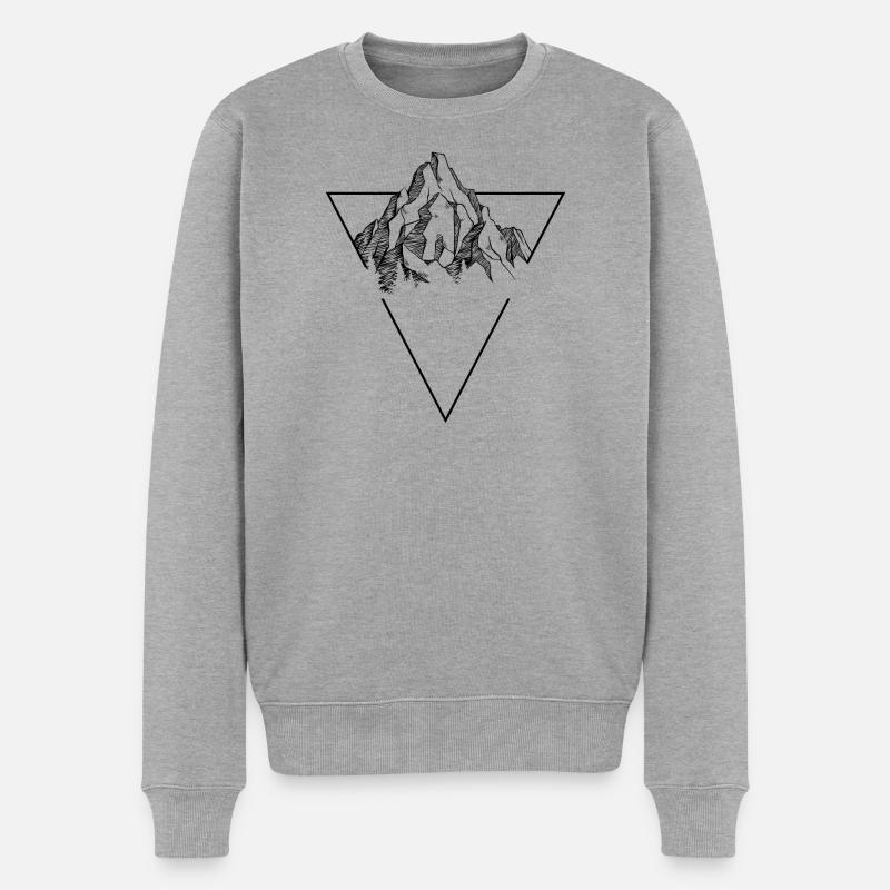 Bergskizze - Männer Premium Bio Pullover - Grau meliert