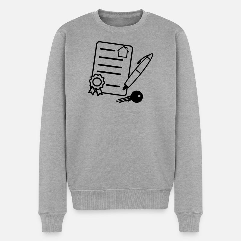 Hausvertrag unterzeichnen - Männer Premium Bio Pullover - Grau meliert