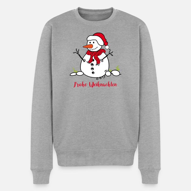 Schneemann Snowman - Männer Premium Bio Pullover - Grau meliert