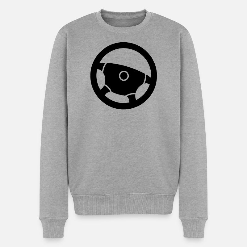 Auto Lenkrad Fahrlehrer - Männer Premium Bio Pullover - Grau meliert