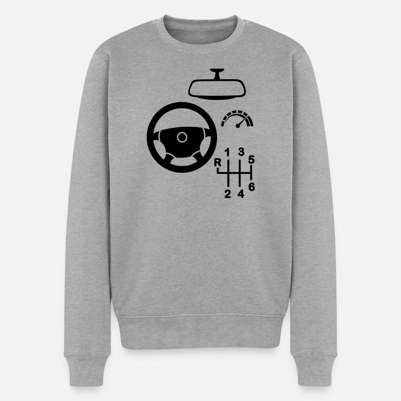 Fahrzeuginnenraum - Männer Premium Bio Pullover - Grau meliert