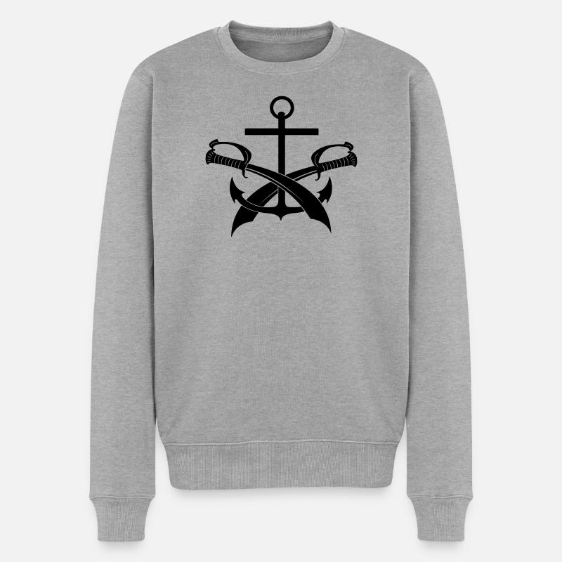 Ancre et deux épées - Pull Premium bio Homme - gris chiné