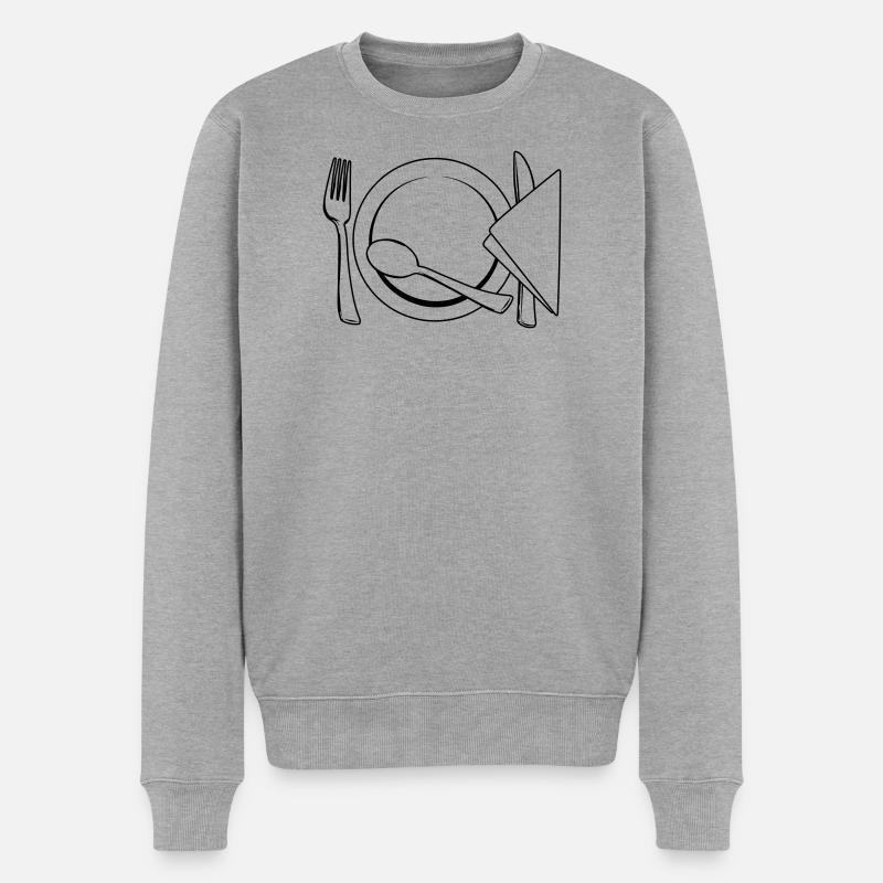 Besteckteller Serviette - Männer Premium Bio Pullover - Grau meliert