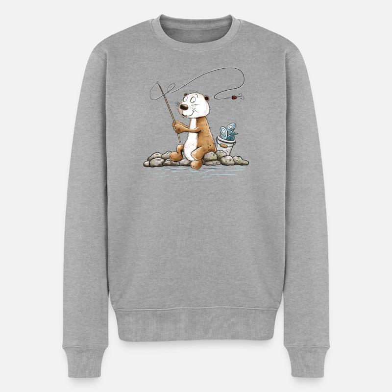 Droll Angler Otter Pêche MODARTIS - Pull Premium bio Homme - gris chiné