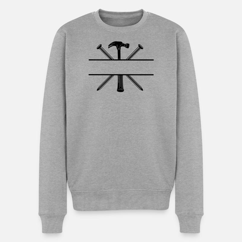 Carpenter Logo Nägel und Hammer - Männer Premium Bio Pullover - Grau meliert