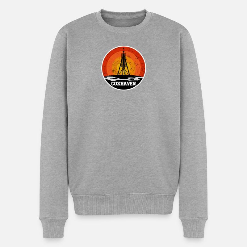 Cuxhaven Skyline - Männer Premium Bio Pullover - Grau meliert