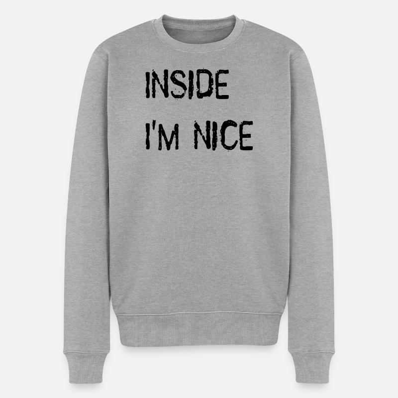 Inside I'm nice. - Männer Premium Bio Pullover - Grau meliert