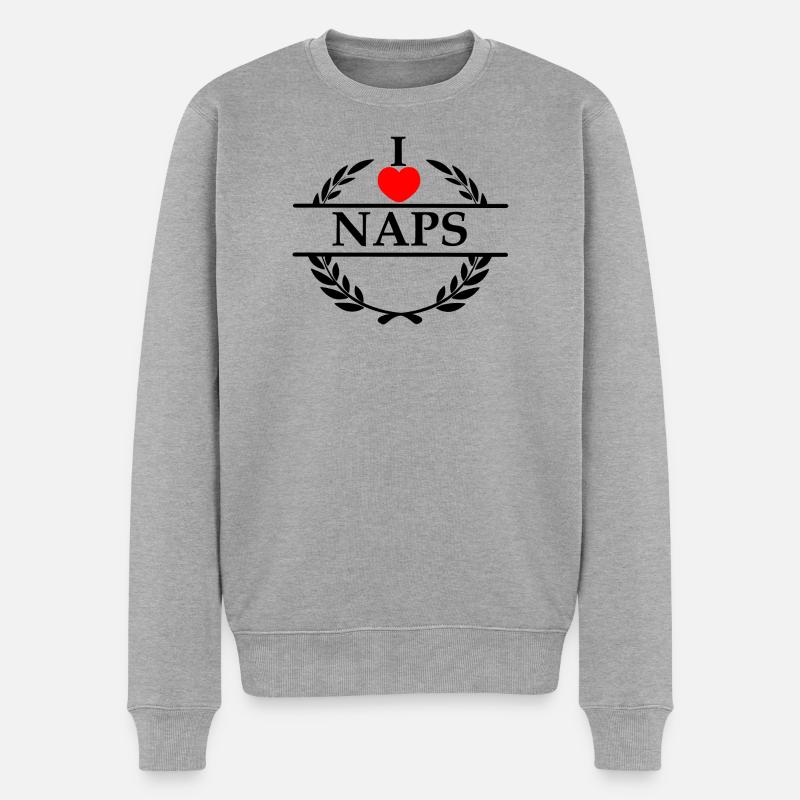 Ich liebe Nickerchen - Männer Premium Bio Pullover - Grau meliert