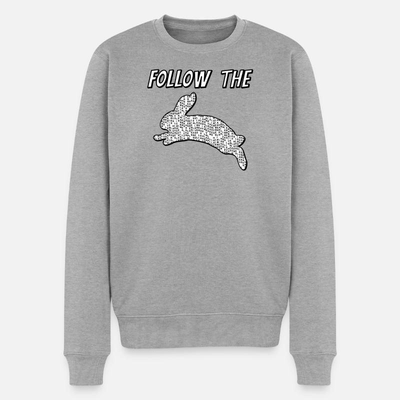 Folge dem Hasen - Männer Premium Bio Pullover - Grau meliert