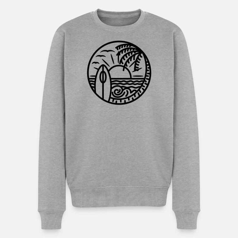 Beach please - Männer Premium Bio Pullover - Grau meliert