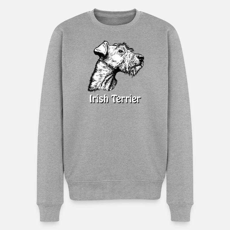 Irish Terrier Portrait - Männer Premium Bio Pullover - Grau meliert