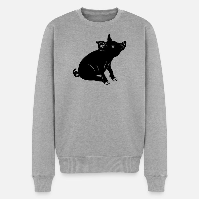 Schweinssitz-Logo Schattenbild - Männer Premium Bio Pullover - Grau meliert
