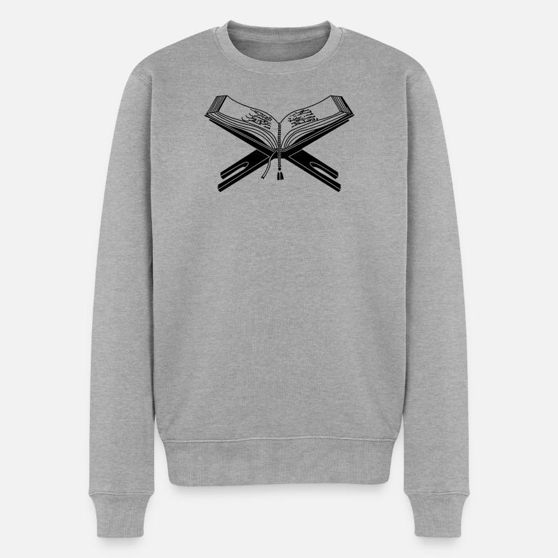 Koranlogo heiliges Buch - Männer Premium Bio Pullover - Grau meliert