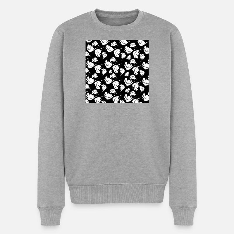 tees mit federmuster, daunenfedermuster dunkel - Männer Premium Bio Pullover - Grau meliert