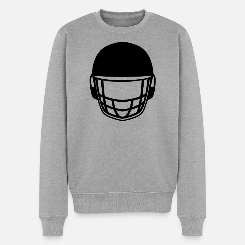 Logo du casque de cricket - Pull Premium bio Homme - gris chiné