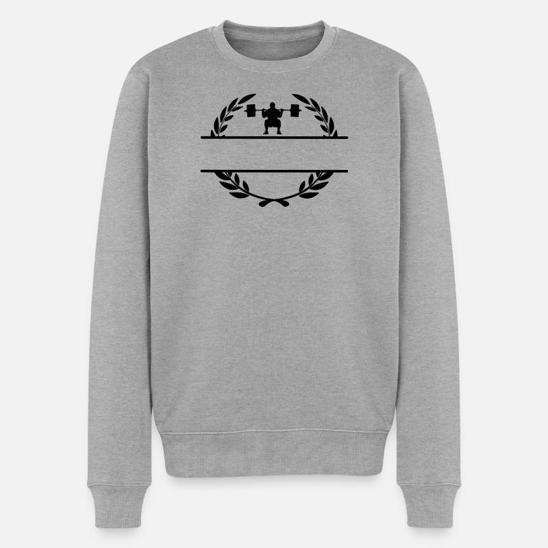 Haltérophile en couronne de laurier - Pull Premium bio Homme - gris chiné