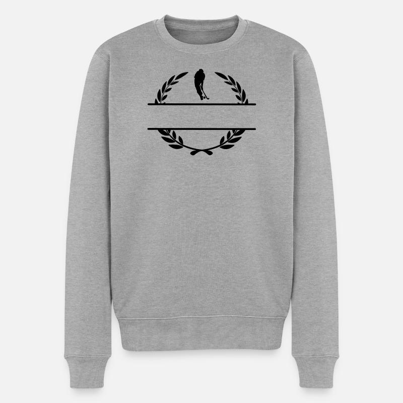 Hockeylord im Lorbeerkranz-Monogramm - Männer Premium Bio Pullover - Grau meliert