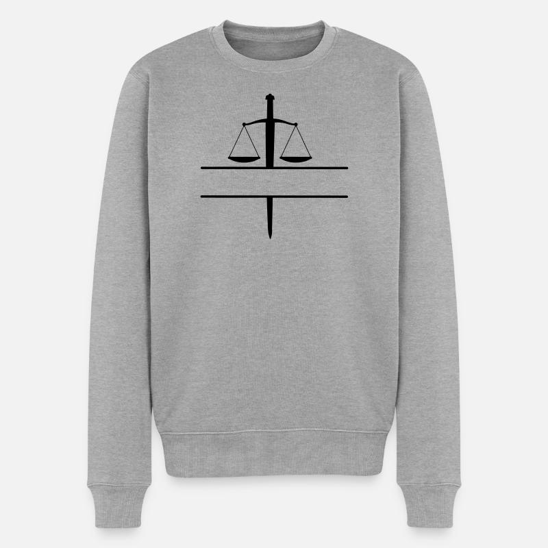 Sword of Justice Monogramm - Männer Premium Bio Pullover - Grau meliert