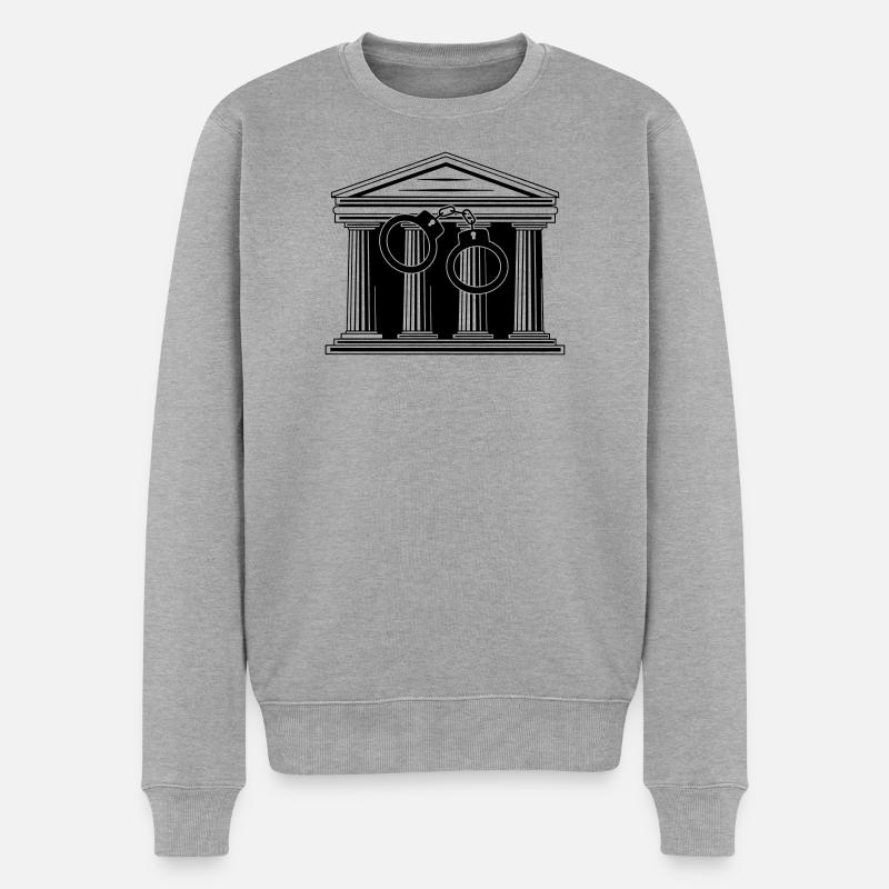 Gerichtshandschellen - Männer Premium Bio Pullover - Grau meliert