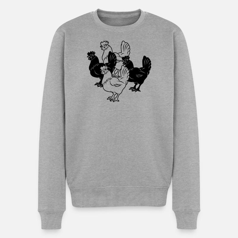 Poulets quatre morceaux - Pull Premium bio Homme - gris chiné