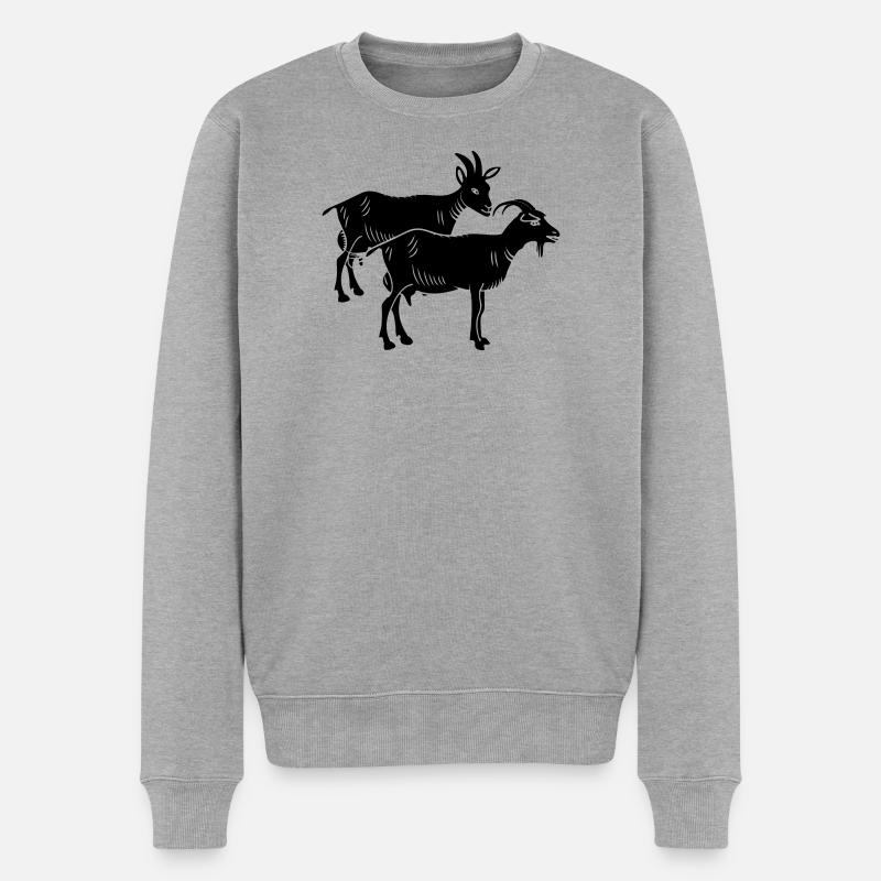 Image de deux ombres de chèvre - Pull Premium bio Homme - gris chiné