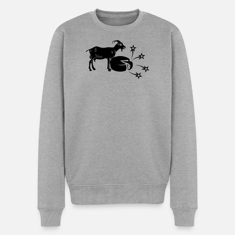 Fromage en tranches et chèvre, - Pull Premium bio Homme - gris chiné