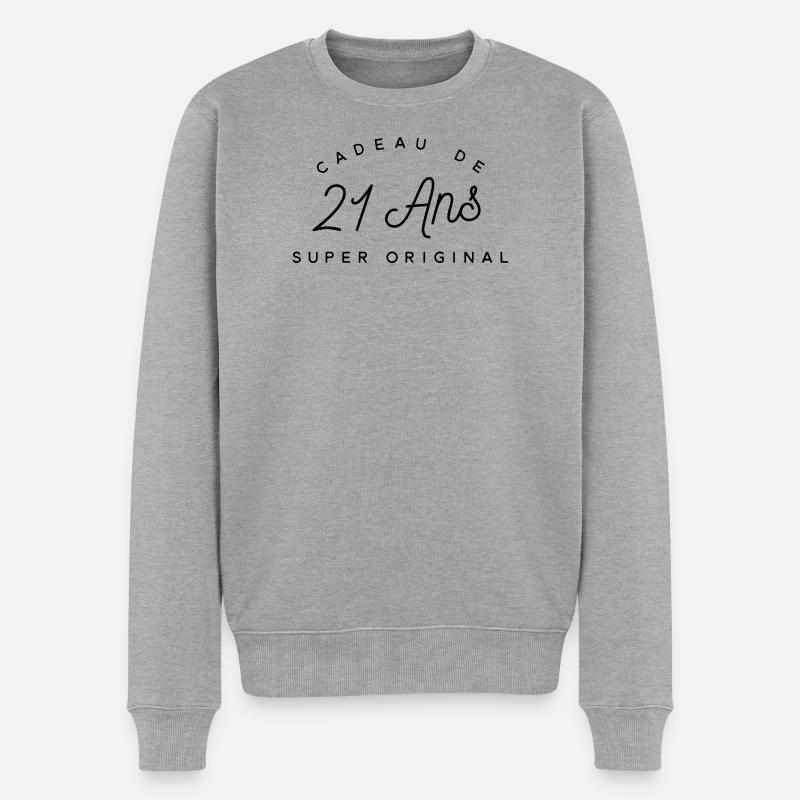 Cadeau 21 ans super original - Pull Premium bio Homme - gris chiné