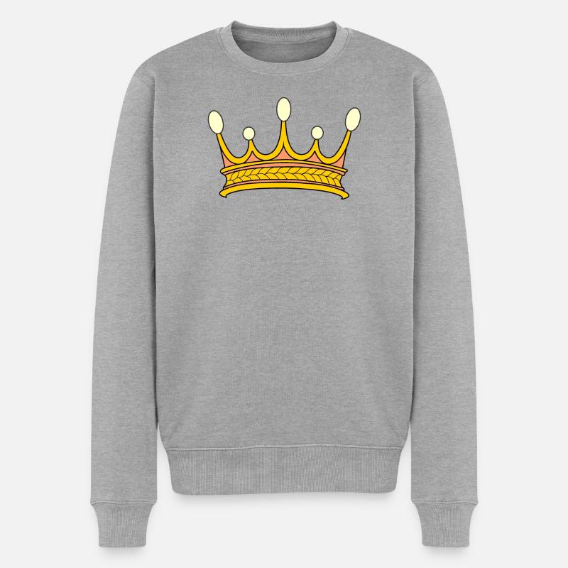 Goldene Krone mit fünf Perlen. - Männer Premium Bio Pullover - Grau meliert