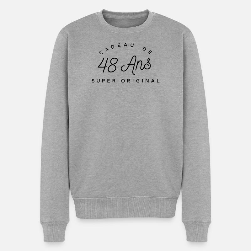 Cadeau 48 ans  - Pull Premium bio Homme - gris chiné