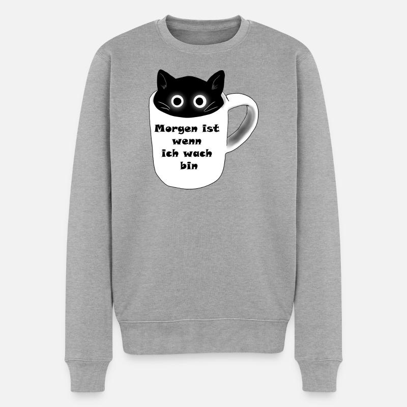 Morgen ist wenn ich wach bin - Männer Premium Bio Pullover - Grau meliert
