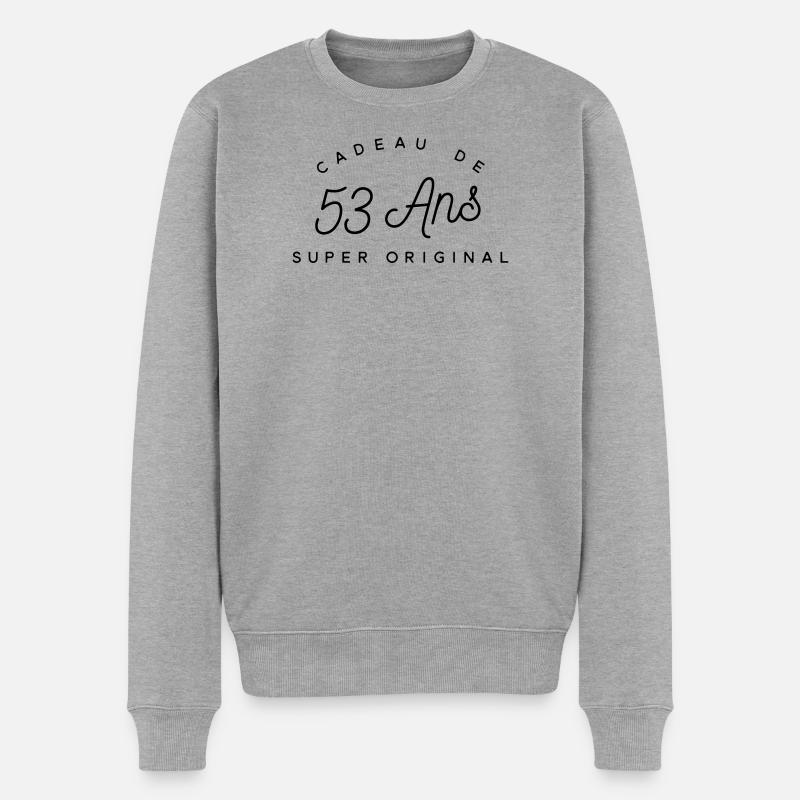 Cadeau 53 ans  - Pull Premium bio Homme - gris chiné