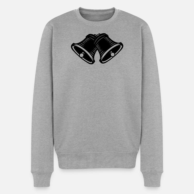 Schattenbild Kirchenglocken - Männer Premium Bio Pullover - Grau meliert