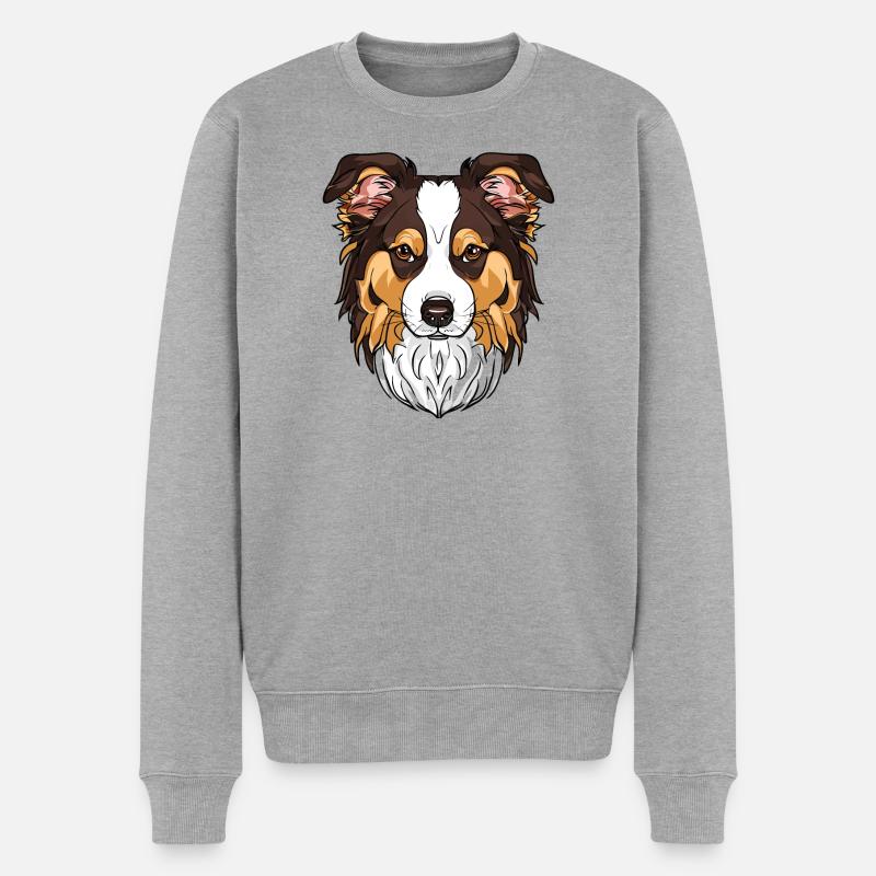J’aime mon Border Collie - Pull Premium bio Homme - gris chiné