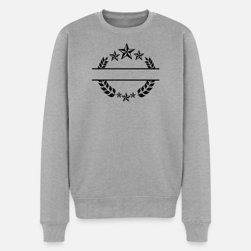Lorbeerkranz mit Sternen - Männer Premium Bio Pullover - Grau meliert