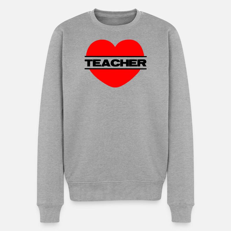 Je t’aime coeur 041 enseignant - Pull Premium bio Homme - gris chiné
