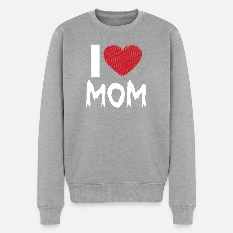 Ich liebe Mama - Männer Premium Bio Pullover - Grau meliert